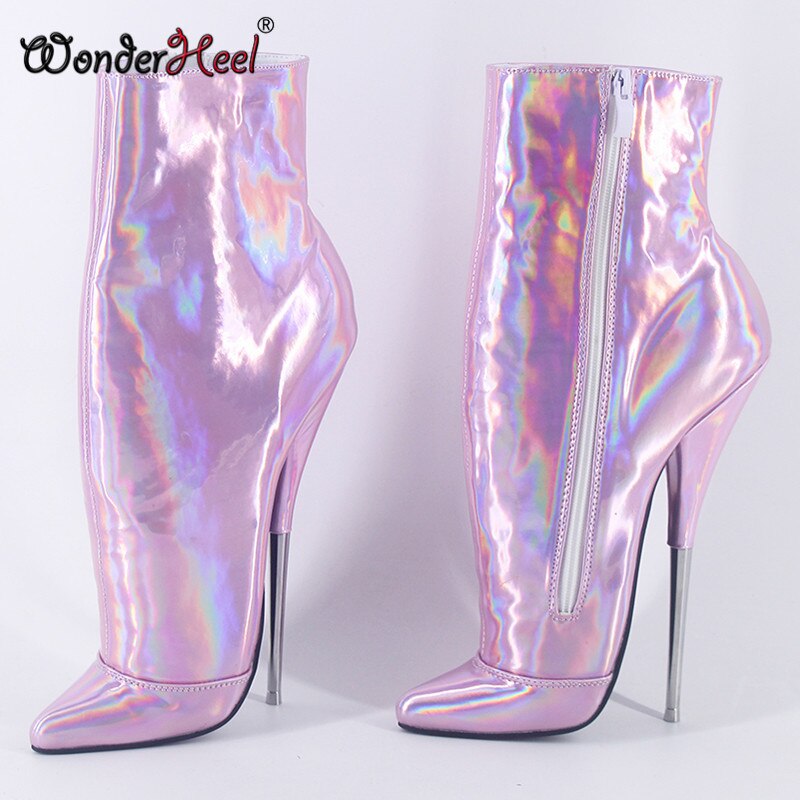 Wonderheel 2020 New Style 7" Stiletto Heel Laser Crystal Sexy Fetish Pointed Toe Ankle Ballet Boots Nightclub Women Ballet Shoes