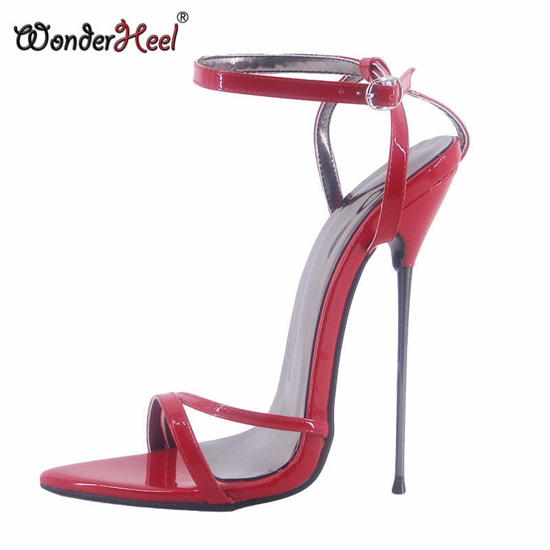 Wonderheel 2021 Summer Extreme Ultra Thin Heel 16cm Stiletto Heel Sexy Fetish Pointed Toe Ankle Straps High Heel  Sandals