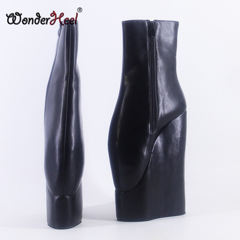 Wonderheel 2021 high heel 23cm wedges heel platform fetish Matte leather Super Girl Nightclub fashion show ankle boots Big Size