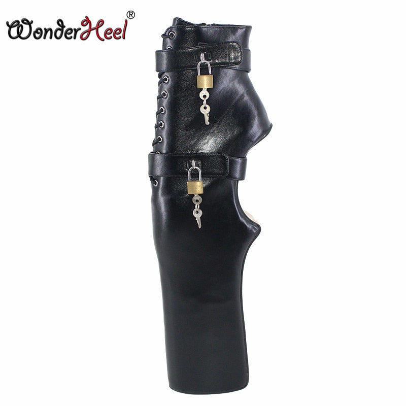 Wonderheel New 2021 Huge high heel 38cm Wedges Heels platform fetish Lockable Padlocks boots night club sexy Ankle boots