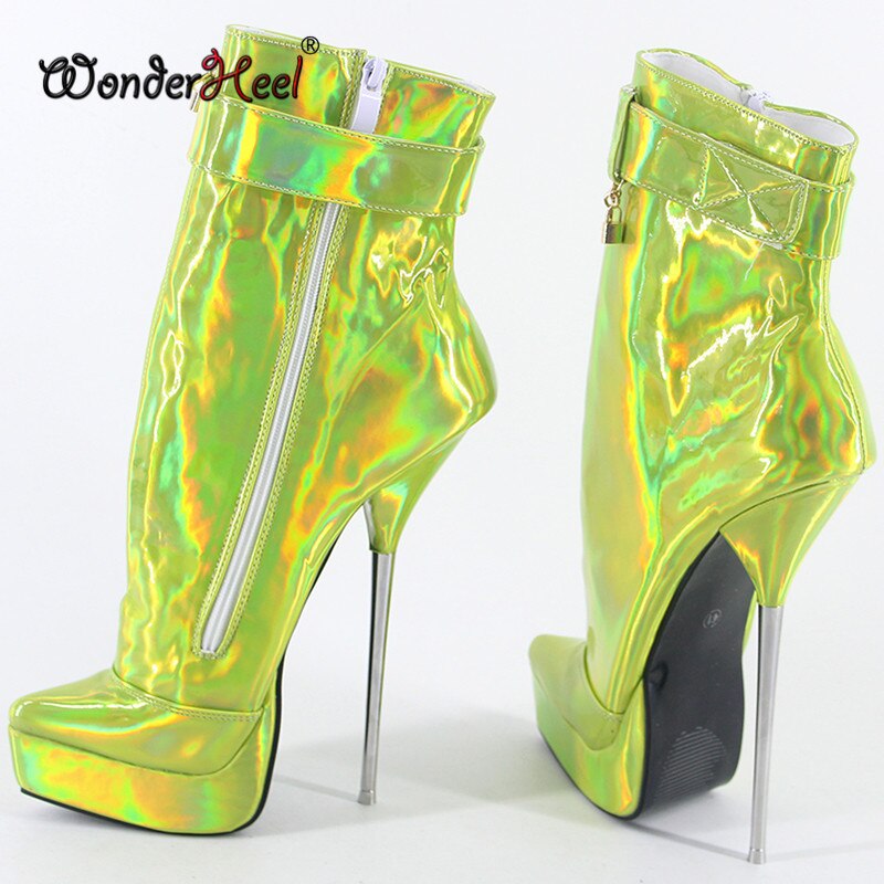 Wonderheel 2020 New Style 8" Stiletto Heel Laser Crystal Sexy Fetish Platform Ankle Ballet Boots Nightclub Women Ballet Shoes