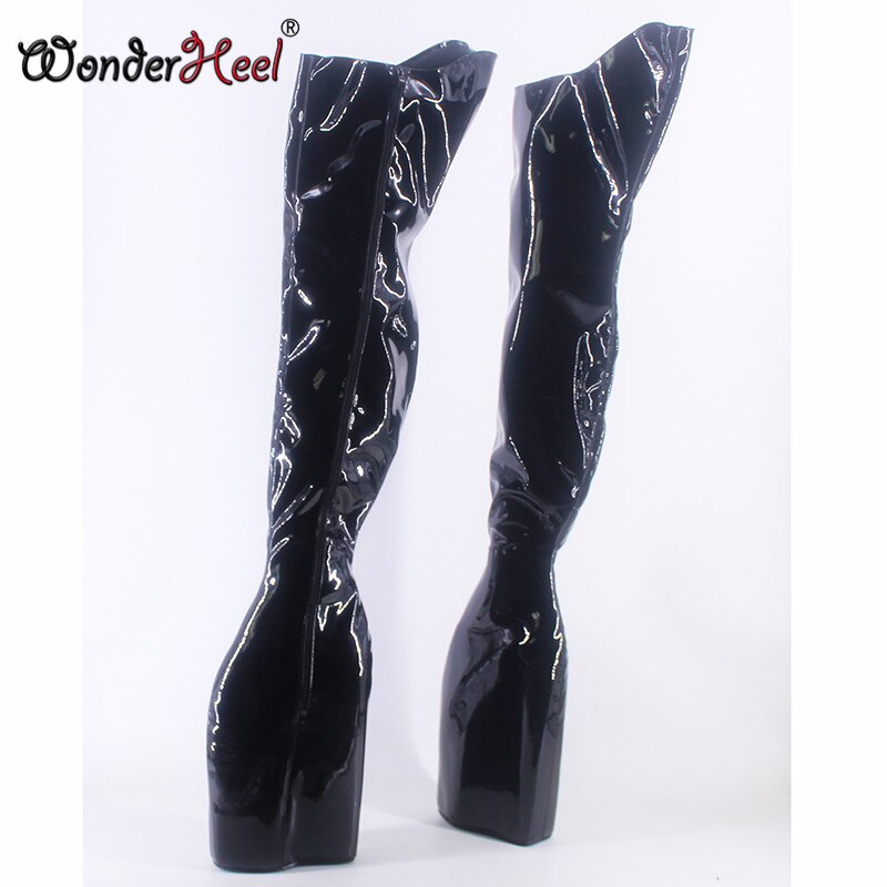 Wonderheel 2021 high heel 23cm wedges heel platform Over Knee Fetish Patent leather Nightclub Super Girl Fashion Crotch Boots