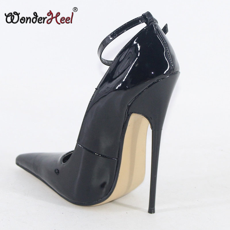 Wonderheel 2021 New 18cm Stiletto heel Ultra Long Pointed Toe Sexy Fetish Ankle Straps Women Fashion High Heels Pumps Big Size