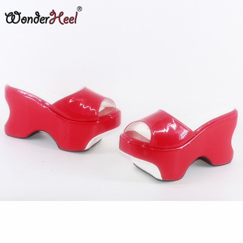 Wonderheel 2021 New  Summer 12cm Height increasing Heels Platform Japanese Modern Women Sandals Slip On Big Size Dropshipping