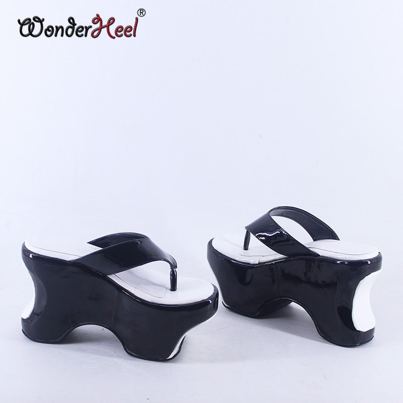 Wonderheel 2021 Summer 12cm Increasing Height Heels with 10cm Platform Japanese Fashion Women Flip Flops Big Size Dropshipping