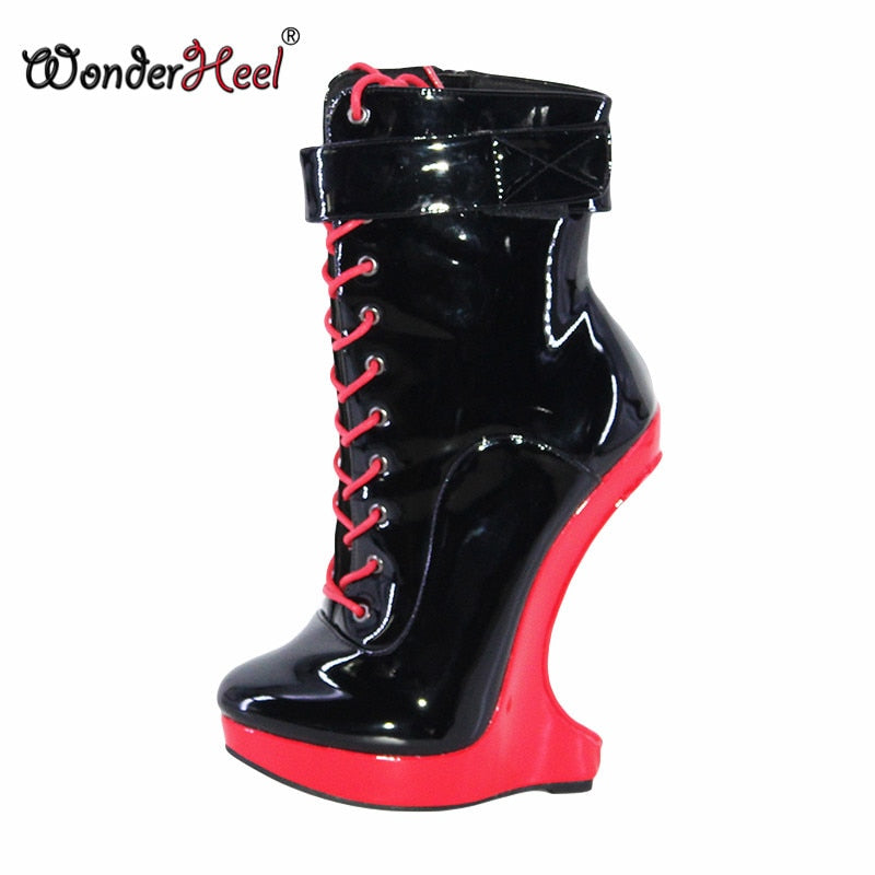 Wonderheel New Extreme High Heel 18cm with 3cm Platform Wedge Ankle boots Multi-color Nightclub Supergirl Fashion Show Sexy Boot