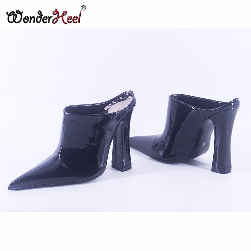 Wonderheel 2022 New High heel 13cm Chunky Heel Extreme Long Pointed Toe Sexy Women Fashion Nightclub Slip On Short Boots