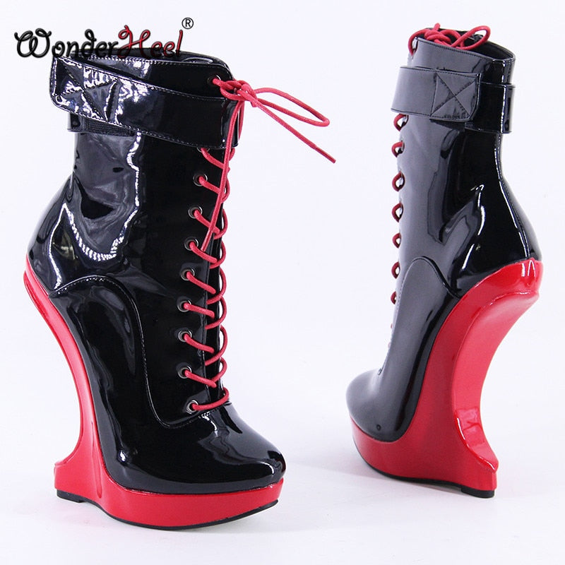 Wonderheel New Extreme High Heel 18cm with 3cm Platform Wedge Ankle boots Multi-color Nightclub Supergirl Fashion Show Sexy Boot