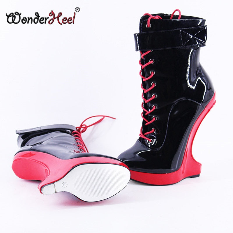 Wonderheel New Extreme High Heel 18cm with 3cm Platform Wedge Ankle boots Multi-color Nightclub Supergirl Fashion Show Sexy Boot