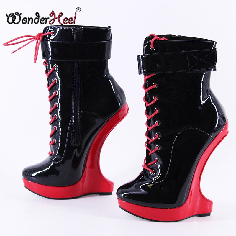 Wonderheel New Extreme High Heel 18cm with 3cm Platform Wedge Ankle boots Multi-color Nightclub Supergirl Fashion Show Sexy Boot