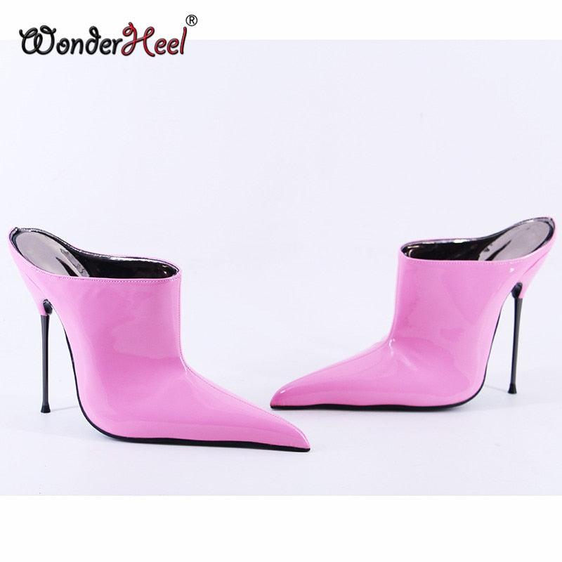 Wonderheel 2022 New High heel 14cm Stiletto Heel Extreme Long Pointed Toe Sexy Women Fashion Nightclub Slip On Short Boots