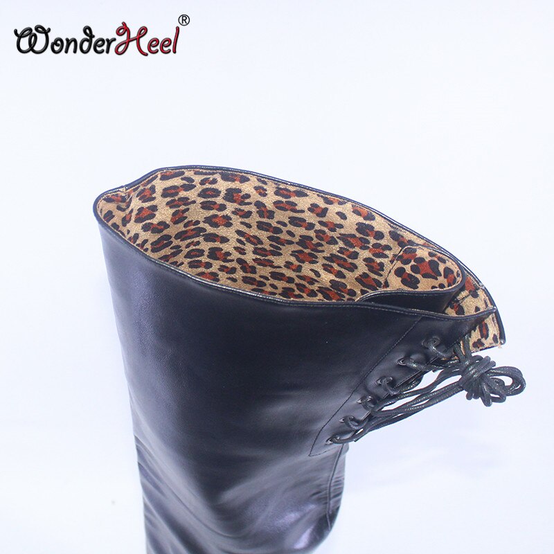 Wonderheel 16cm Stiletto Heel Platform High heel Matte Leather Sexy Super Girls Nightclub Cosplay Thigh High Boots Larger Size